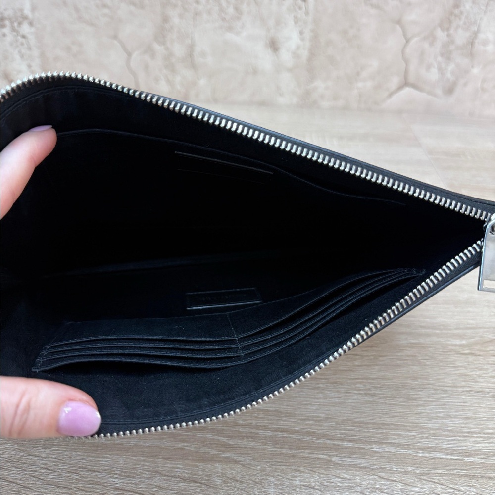 Saint Laurent YSL Black zippy Leather clutch Pouch - Picture 8 of 10
